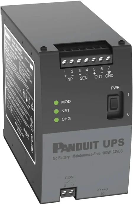 No Break Panduit Ups00100Dc, 100W, 24 Vcd De Entrada, Riel Din Estandar De 35Mm, Temperatura De Operacion De -40 A 60 ºc