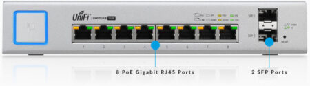Switch 8 Puertos Unifi Administrable Gigabit PoE, Us-8-150W