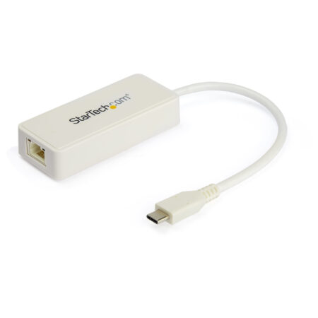 Adaptador USB Tipo C A Etherne T Con Puerto USB Extra – Blanco