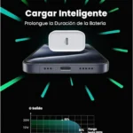 Cargador USB-C Ugreen 60449B 20W/Qc4.0+/Pd3.0/Ppp/Bc1.2/Carga Inteligente/Color Blanco