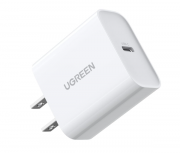 Cargador USB-C Ugreen 60449B 20W/Qc4.0+/Pd3.0/Ppp/Bc1.2/Carga Inteligente/Color Blanco