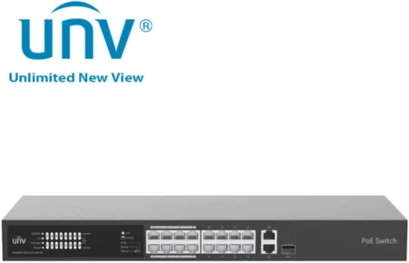 Switch Unv (Uniview) Nsw2020-16T1Gt1Gc-PoE-In 16 Puertos/No Administrable/PoE Af/At/225 W/Extendido Hasta 250M/Vlan