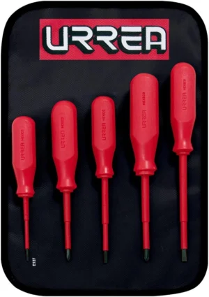 JUEGO DE 5 DESTORNILLADORES URREA 9700C 1000V/PUNTA DE PLANA Y PHILLIPS/ROJOS