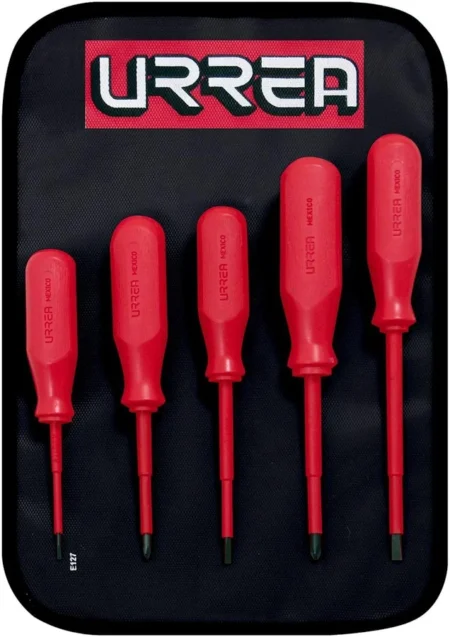 Juego De 5 Destornilladores Urrea 9700C 1000V/Punta De Plana Y Phillips/Rojos