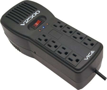 Regulador Vica V2500, 2500Va/1500W, 8 Contactos