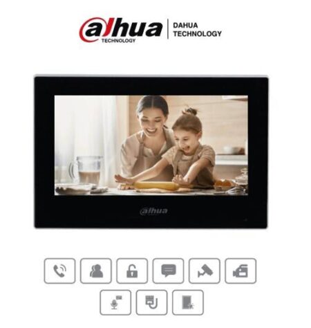 Dahua Vth2621G-P – Monitor IP Táctil De 7 En Negro – Serie Lite, Poer, Hasta 4 Cámaras De Entrada Y 4 Monitores Adicionales.e/S De Alarma