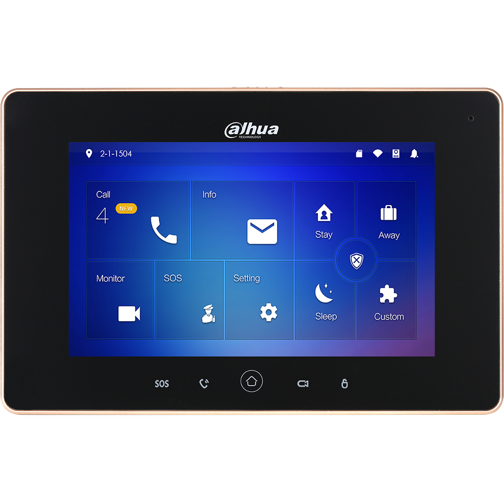 Monitor Para Video Vigilancia 7" Dahua Vth5221d-s2 Ip/touch/wifi Y Ethernet/poe 802.3af/microsd/hasta 32 Camaras Ip/hasta 20 Frentes De Calle