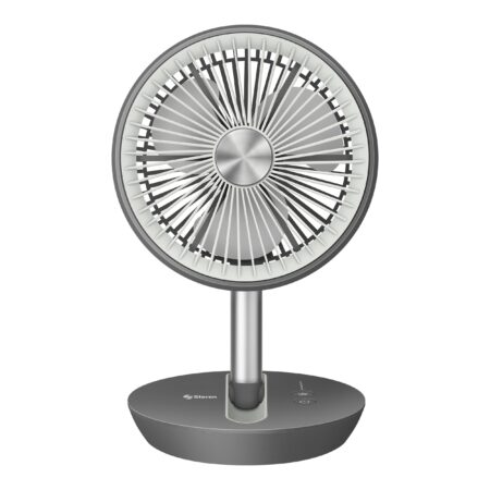 Ventilador Steren Fan-260gr Con Bateria Recargable/rejilla Rotatoria/para Escritorio/color Gris