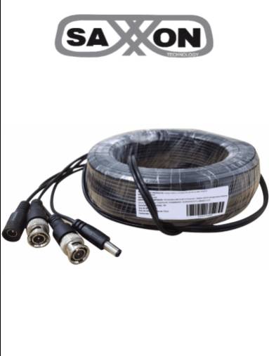 Saxxon Wb0120C – Cable De 20 Metros Armado Para Video Y Energia/ Para Camaras Hasta 8 Megapixeles/ Con Conectores Bnc Y De Energía/ Uso Interior/ Cable De