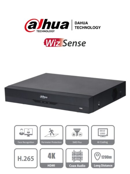 Dahua Xvr5116H-4Kl-I3 Dvr 16 Ch 4K 8 Mp Wizs Ia H.265+ 16 Ch + 16 IP Hasta 32 Ch IP 2 Ch Rec Facial Sdm+ Codif Ia 1 Bahía Dd Funciones Iot Pos –