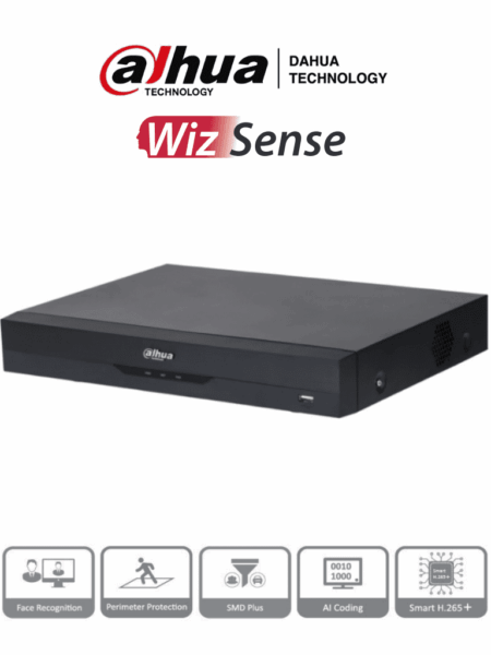 Dahua Xvr5116He-I3 – Dvr De 16 Ch 5 Mp Lite Con Wizsens H.265+ – Soporta 16 Canales HD Y Hasta 24 Canales IP. 2 Ch Reconocimiento Facial, 16E De Audio