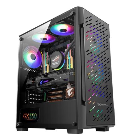 Gabinete Gamer Xzeal Xz135 Con Ventana LED Rgb/ATX/Midi Tower/USB 2.0-3.2/Sin Fuente/Color Negro, Xzcgb07B