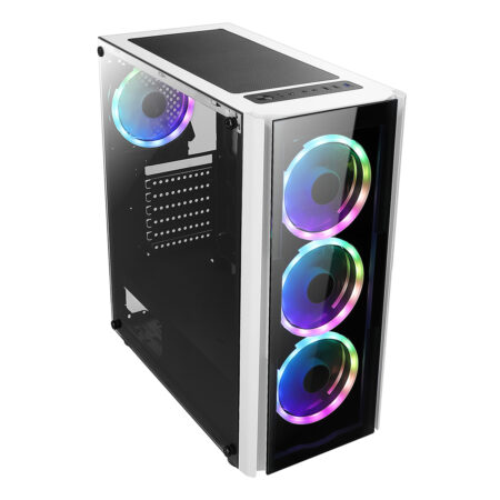 Gabinete Xzeal Gamer Xz110-1 At X Blanco Rgb/USB 3.0/Cristal Templa