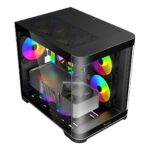 Gabinete Curvo Xzeal M-ATX/Itx 2X USB 2.0 + 1X USB 3.0 + 3.5 Mm + 3 Ventiladores Rgb Negro
