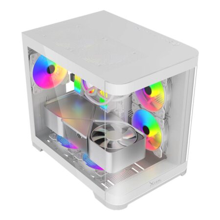 Gabinete Curvo Xzeal M-ATX/Itx 2X USB 2.0 + 1X USB 3.0 + 3.5 Mm + 3 Ventiladores Rgb Blanco