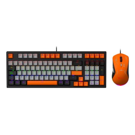 Kit Mouse Y Teclado Gamer Xzeal /Mecanico /Gris- Naranja/ USB/Rgb