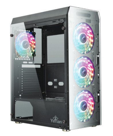 Yeyian Gabinete Gaming Krypton Series 3000 – Negro Itx, ATX Y Micro ATX, Inc3 Vent Argb 120Mm GPU 325 Mm, Panel Lateral De Cristal Mod. Ych-Mta7-01Bk