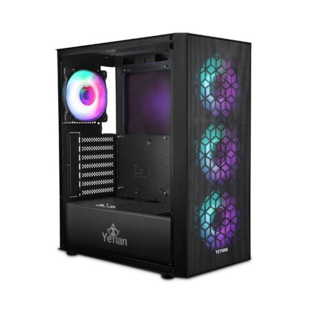 Yeyian Gabinete Gaming Dragoon – ATX, Micro Y Mini ATX, GPU 345Mm, Inc 3 Ventl Frente 1 Posterior Con Pwm Y Argb, Frontal Malla, Mod. Ycm-Apdra-01