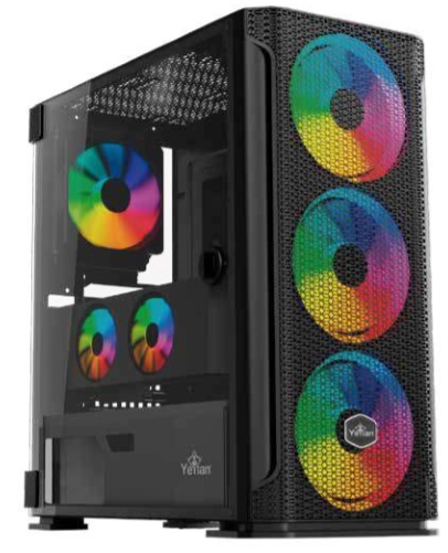 Gabinete Yeyian Ygh-49703 Hollow 2500 ATX,C/T 3Ven Argb/Mesh/USB/Negro