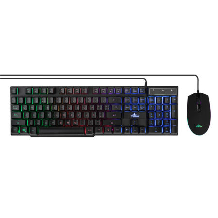 Yeyian Kit De Teclado Y Mouse Phoenix – Teclado 104 Teclas Retroiluminacion LED, Silenciosas, Mouse Ilum LED 4 Botones, 2400 Dpi Serie 2001 Ykp-20705