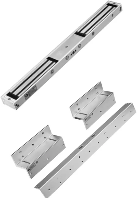 Cerradura Magnetica Doble Yli Ym180Ndledpack Con LED Ym180Ndled/Soporte De Fijacion Tipo Zl/Fuerza De Sujecion 180Kg/350Lb Por Extremo/Voltaje Dual (Ym-180Ndled + Mbk-180Ndzl)
