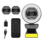 Webcam Flexcam Para Streaming Yeyian Ypw-Qhdaf-M1 2K/USB/Control Remoto/Negro