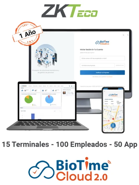 LICENCIA VITALICIA DE APLICACION MOVIL PARA USO DE BIOTIME PRO ZKTECO BIOTIMEPRO APP STANDARD SOPORTA 100 CUENTAS/COMPATIBLE ANDROID O IOS