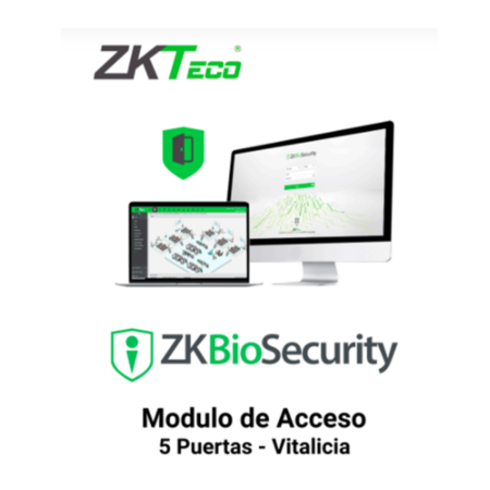 Licencia De Control De Acceso Vitalicia Zkteco Zkbiocv-AC-P5 Para 5 Puertas/Hasta 30,000 Usuarios/200 Departamentos/200 Areas