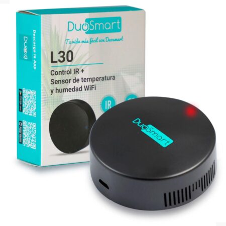Modulo Ir + Sensor De Temperatura Y Humedad WiFi 2.4Ghz, Duosmart L30, Controla Equipos Que Usen Control Remoto Infrarrojo Con Monitoreo De Temperatura Y Humedad Ambiental Compatible Con App Duosmart