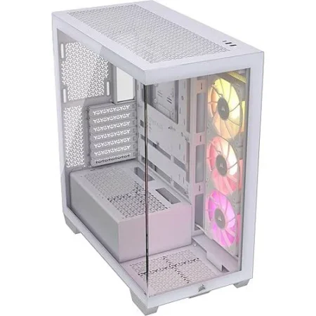 GABINETE CORSAIR CC-9011281-WW ICUE LINK 3500X RGB TORRE MEDIA, VIDRIO TEMPLADO PANORAMICO, SIN FUENTE, 3 VENTILADORES ICUE LINK RX120 RGB, COLOR BLANCO, ATX