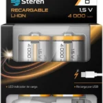 Bateria Alcalina Steren Bat-D2 No Recargables, Tipo D, 1.5V, 2 Piezas