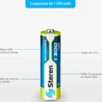 Bateria Recargable Steren Bat-Nm-Aa Tipo Aa, 1.2V, Nimh, 600 mAh, 4 Piezas