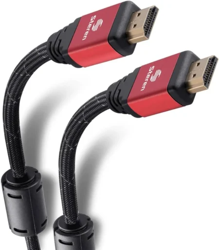 CABLE HDMI STEREN 299-812 DE 3.6 M, C/FILTROS DE FERRITA, 4K, NEGRO/ROJO