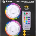 Lampara LED Mini Steren Lam-Rm3 Rgb, Luz Fria, 2 Piezas, Con Control Remoto