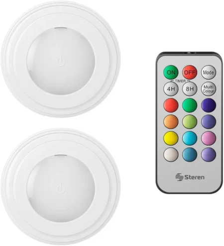 Lampara LED Mini Steren Lam-Rm3 Rgb, Luz Fria, 2 Piezas, Con Control Remoto
