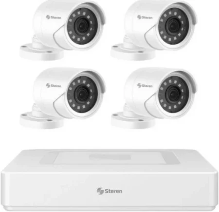 Kit Dvr 6 Canales Steren Cctv-944/HDD, 4 Camaras Bullet, Con HDD De 1Tb H.265 HDMI/VGA/USB, Color Blanco