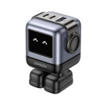 Cargador 65W Ugreen Robotgan/3 Puertos De Carga Rapida/2 USB-C/1 USB-A/Pantalla LED/Color Negro-Gris/15570B
