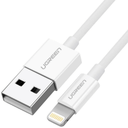 Cable USB-A A Lightning Ugreen 20728/1M/Para Iphone/Ipad/Ipod/Color Blanco