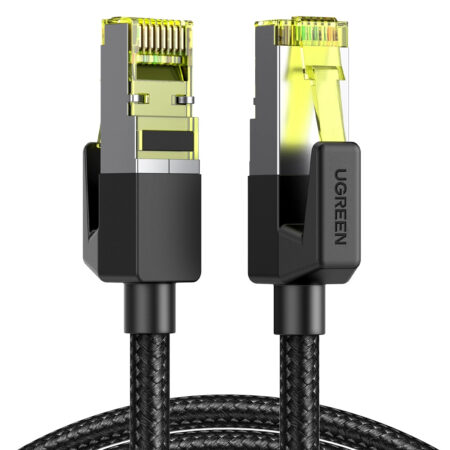 Cable De Red Cat7 De 1 Metro Ugreen 80421 Redondo Con Malla De Nylon/Color Negro