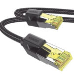 Cable De Red Cat7 De 3 Metros Ugreen 80424 Redondo Con Malla De Nylon/Color Negro