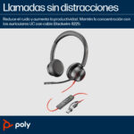 Diadema Audifonos C/Microfono Alambricos Poly Blackwire 8225/2.2M/USB-C/A/Control Para Llamadas/Color Negro-Naranja/8X223Aa