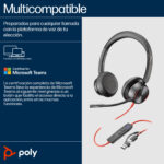 Diadema Audifonos C/Microfono Alambricos Poly Blackwire 8225/2.2M/USB-C/A/Control Para Llamadas/Color Negro-Naranja/8X223Aa
