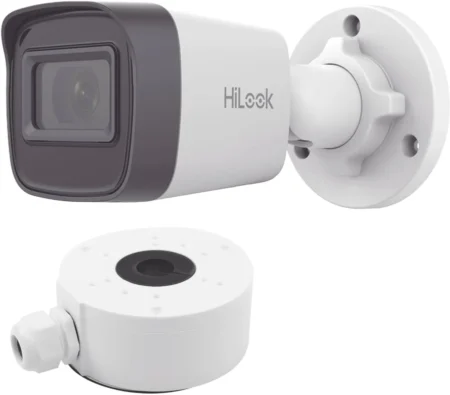 Camara Bala IP Hilook Ipc-B141H-C/Xsp/4Mpx/Lente 2.8Mm/Ir 20M/IP67/PoE/Dwdr/Caja De Conexion Ds-1280Zj-Xs