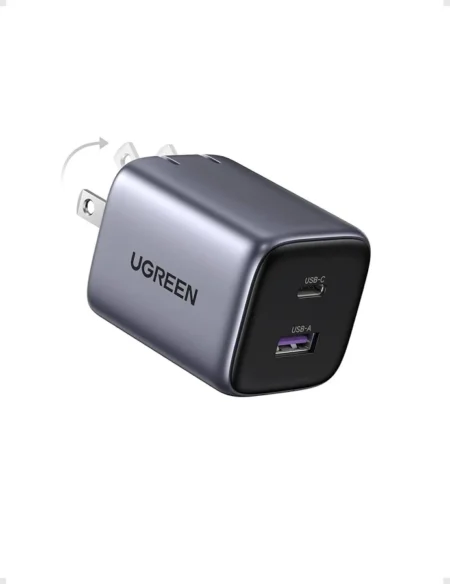 Cargador 35W Ugreen Nexode S/2 Puertos De Carga Rapida/1 USB-C/1 USB-A/Color Gris/45222