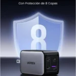 Cargador 65W Ugreen Nexode S/3 Puertos De Carga Rapida/2 USB-C/1 USB-A/45223