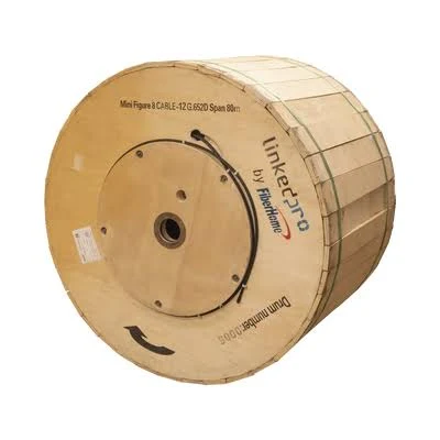 Carrete De 4 Km De Fibra Optica Aerea Mini Figura 8, G.652D Monomodo De 12 Hilos, Exterior, Span 80, Loose Tube, Oc-Fig8-12C/4Km
