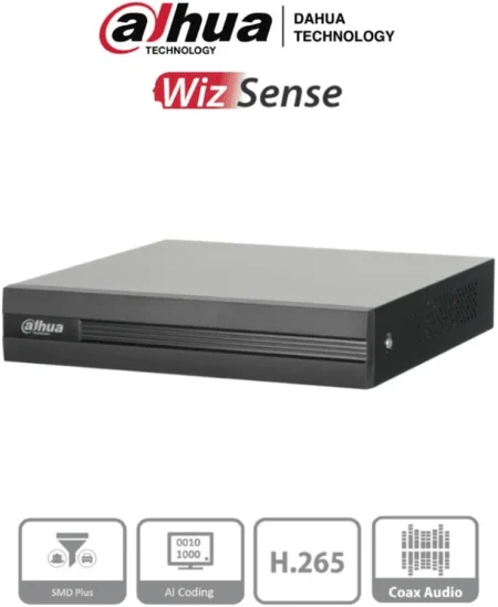 DVR 4 CANALES DAHUA DH-XVR1B04-I 1080P LITE/WIZSENSE/COOPER-I/H.265+/BUSQUEDA INTELIGENTE/HASTA 5 CANALES IP/4 CANALES CON SMD PLUS/1 PUERTO SATA