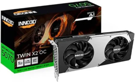 T/Video Inno3D N506T2-16D7X-191073N Geforce Rtx 5060 Ti/16Gb Gddr7/PCI-E 5.0/HDMI/DP/Color Negro-Gris