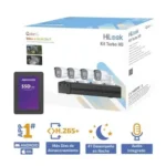 Kit Dvr 4 Canales Hikvision Turbohd 1080P, SSD De 300Gb, 4 Camaras Bala Colorvu Con Microfono Integrado, Fuente De Poder, Accesorios De Instalacion, Hk-E-1080-Cv/A
