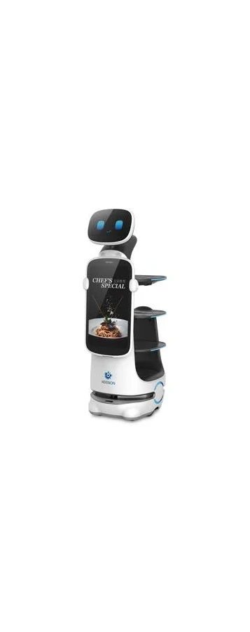 Robot Autonomo Keenon T10Ls/Para Servicio De Meseros Ubicado Por Slam/40Kg/4 Charolas/Color Blanco Con Negro